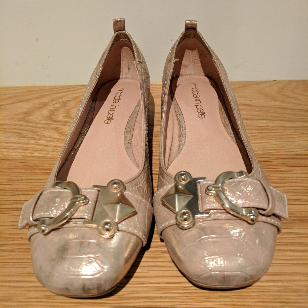 Rose Gold flat pumps